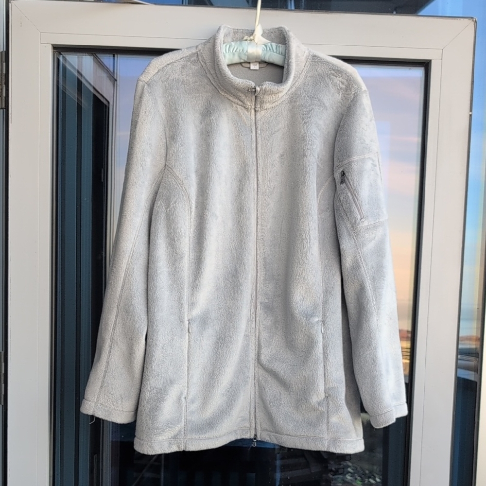 J Jill Light Gray Fleece Jacket